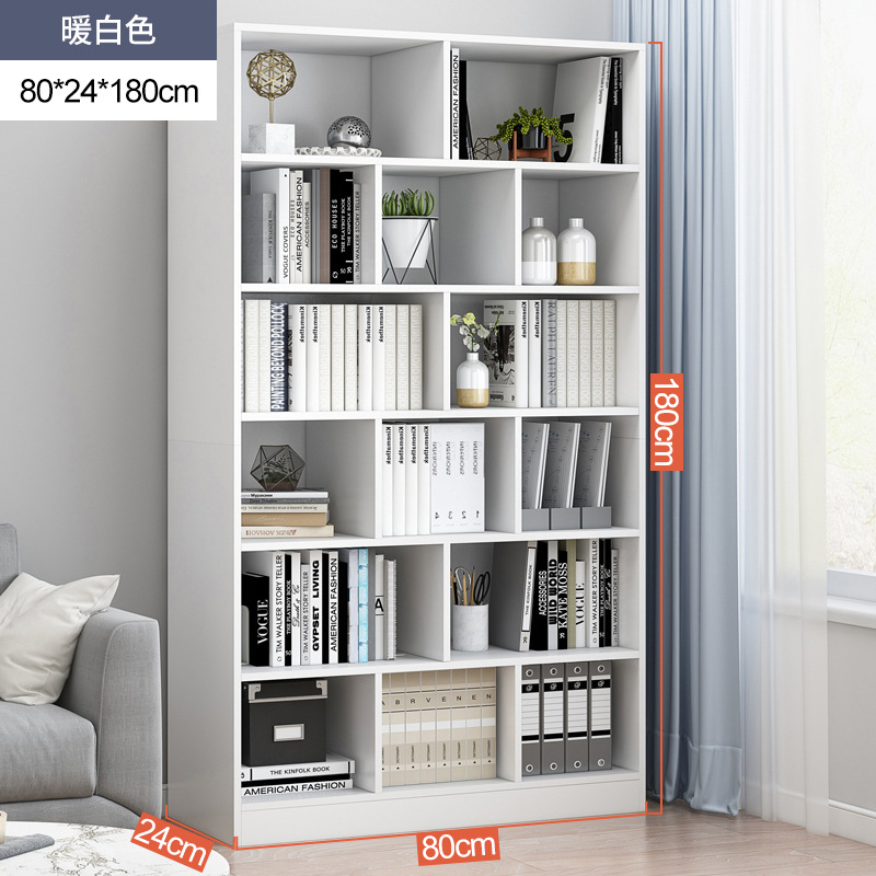 Estante de libros simple de piso contra la pared de la sala de estar estante de almacenamiento estratificado armario de almacenamiento integrado simple gabinete de libros domésticos