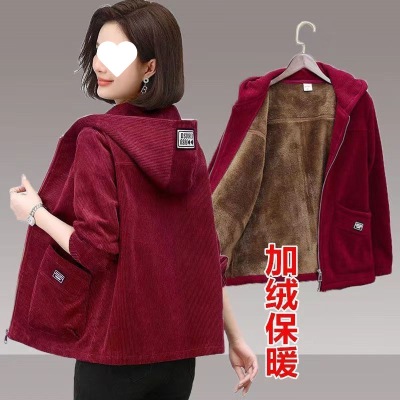 洋气妈妈秋冬加绒外套中老年女装休闲短款外套奶奶装春秋季夹克衫|undefined