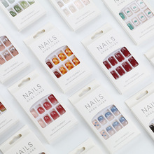 美甲ins风穿戴甲短款批发假指甲成品贴片 厂家现货穿戴甲批发