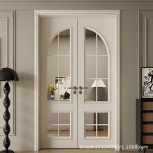 莫梵批发实木复合烤漆门卧室房间书房双开门白色欧法式复古风入户