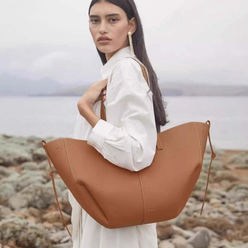Cross-border tote bag, Polene wing bag, new Cyme Polene crossbody bag, large-capacity tote handbag made of cowhide