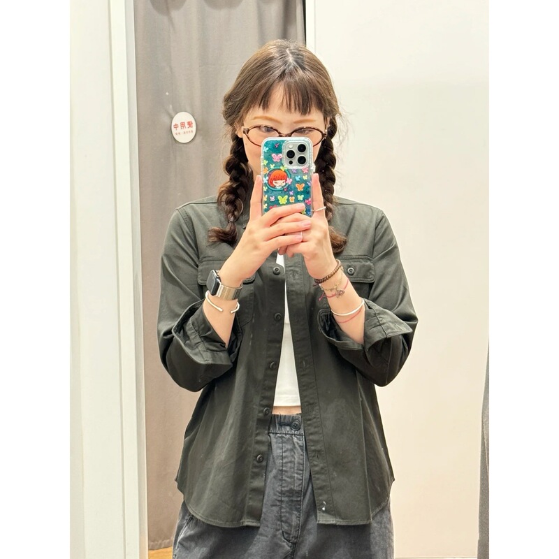 2025秋款女装牛仔工装衬衫长袖空调衫外套480004 479579|undefined