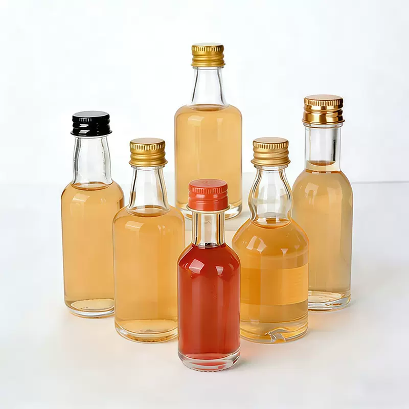 厂家直销多种样式玻璃瓶洋酒小酒瓶酒水饮料瓶空透明玻璃瓶铝盖