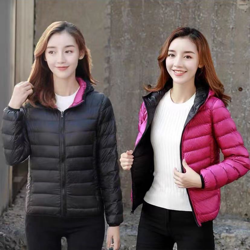Ultra-light thin double-sided down jacket women's short 2023 New plus size autumn and winter women's coat off-season clearance