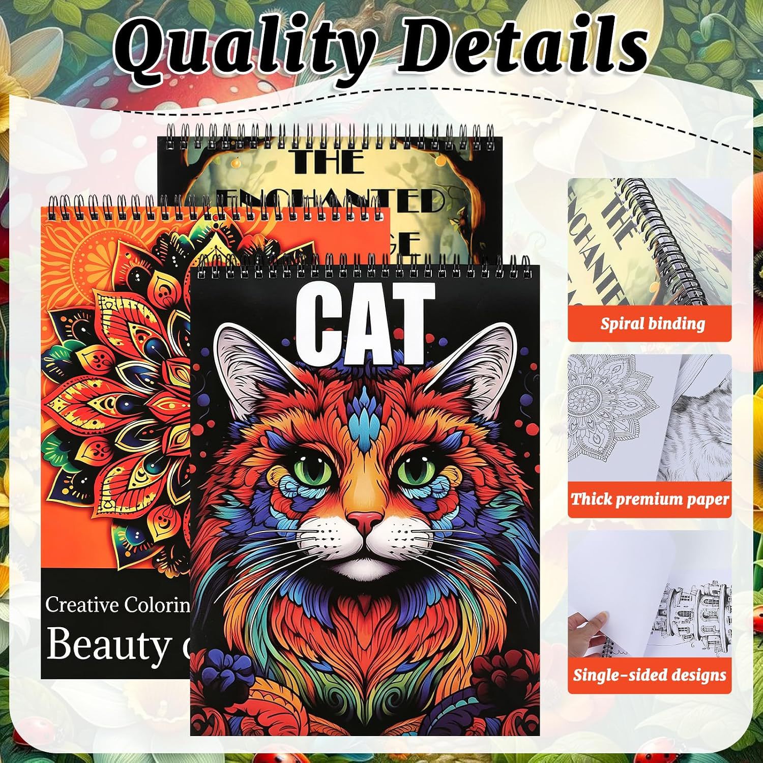 Foreign trade 3-book set of adult coloring books for relaxation and stress relief, A4 spiral-bound creative doodle mandala coloring book