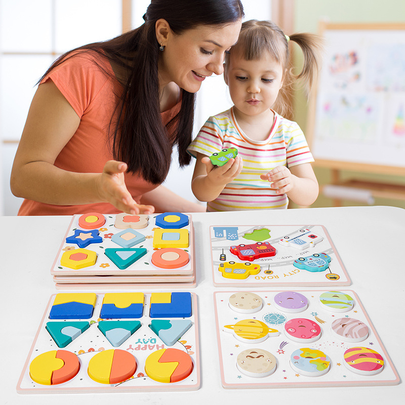 Rompecabezas grande de madera para niños bebé forma tráfico animal fruta cognitiva educación temprana rompecabezas educativo juguete