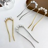 Red Chinese hairpin from pearl, hairpins, retro hair accessory, hairgrip, internet celebrity, flowered, simple and elegant design