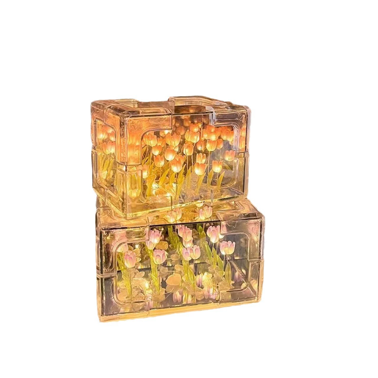 3D Rubik‑Style Acrylic Cube Night Light, Mirror Effect, Handmade, 15×15×5 cm