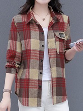 妈妈装秋季格子长袖棉衬衫高档中老年女装大码洋气衬衣薄款外套新