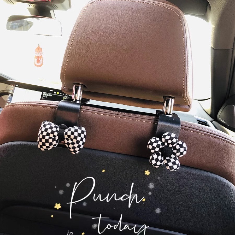 Gancho de coche, respaldo del asiento del coche, almacenamiento invisible trasero multifuncional, gancho pequeño, accesorios de decoración de coche lindos para mujer