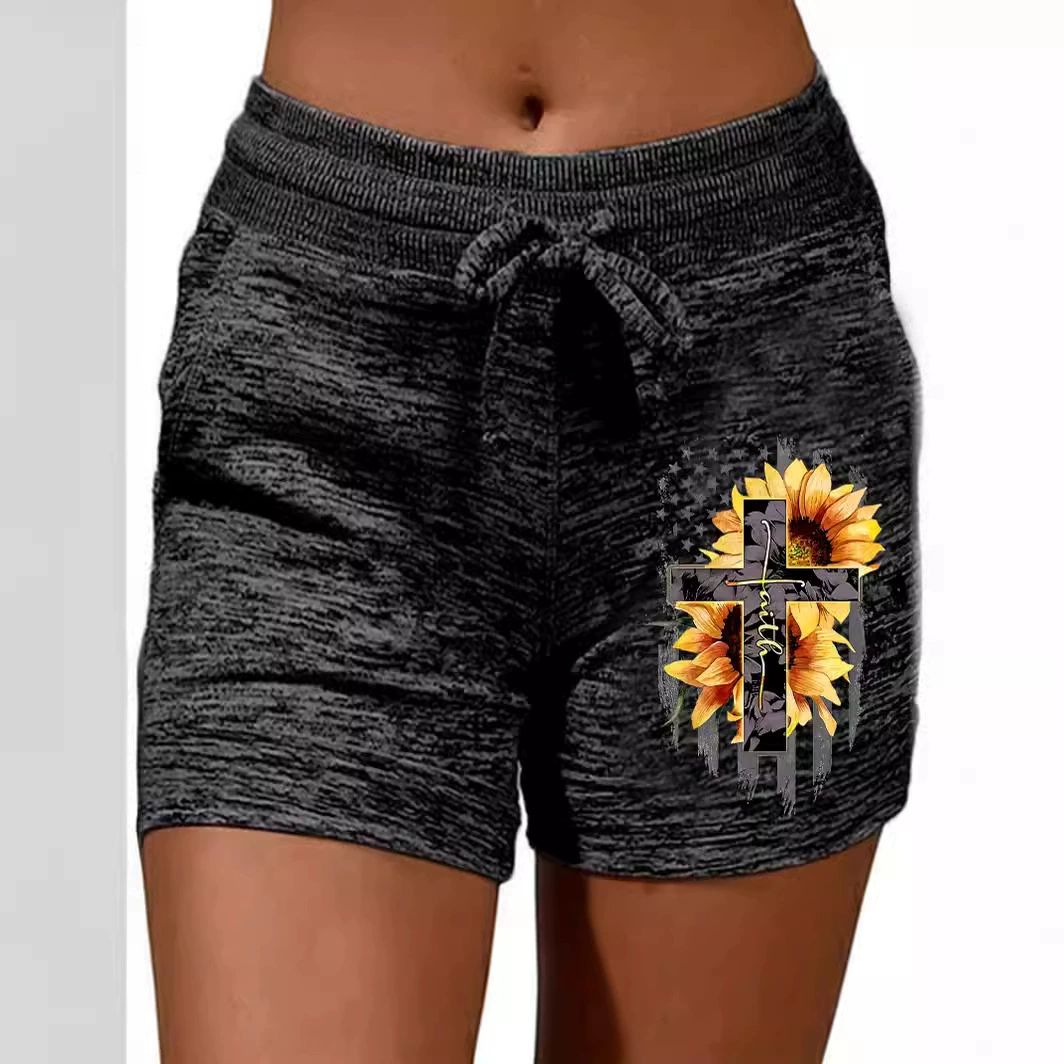 Шорты с принтом женские европейские и американские трансграничные свободные пляжные шорты женские