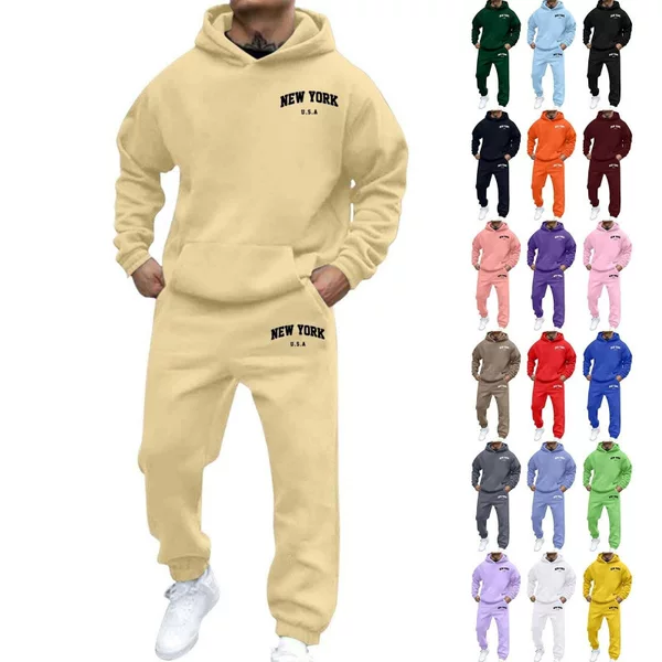 26 Amazon cross-border new European size hot-selling men's and women's street fashion fleece-lined printed hooded sweatshirt set