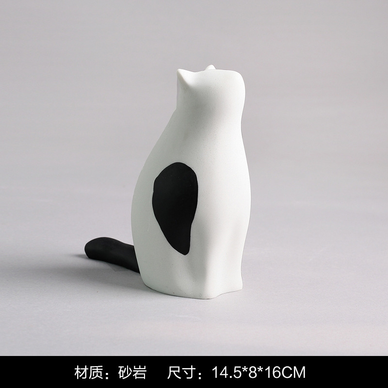 モダンでシンプルなかわいいペットの猫とクマの幾何学的な動物の装飾品北欧ホームモデルルームワインキャビネット子供部屋の装飾|undefined