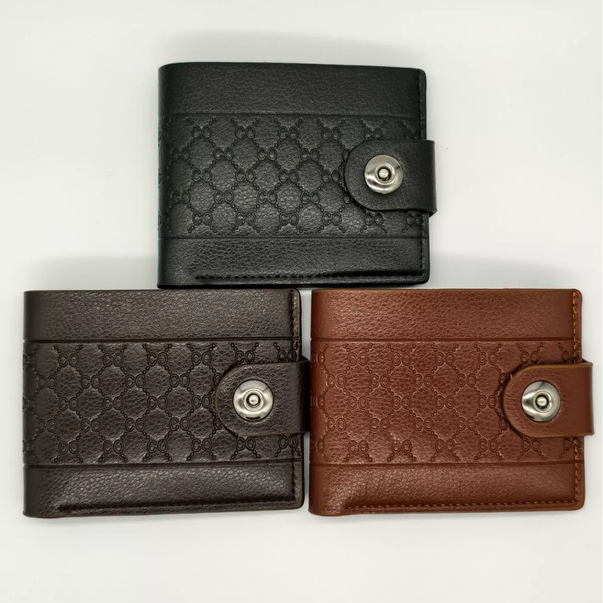 青年男士时尚磁扣钱包 黑棕浅三色仿皮质地 简约实用厂家现货直发