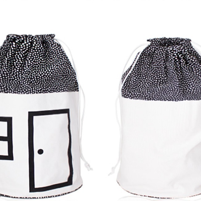 Ins Nordic Small House Pure Cotton Bundle Storage Bag Black and White