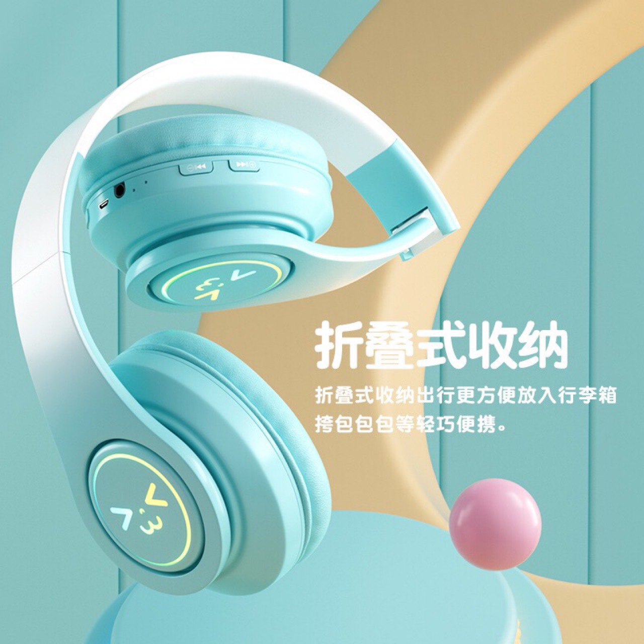 Transfronterizo nuevo gradiente de color LED luminoso todo incluido auricular inalámbrico auricular Bluetooth corriendo deportes auriculares