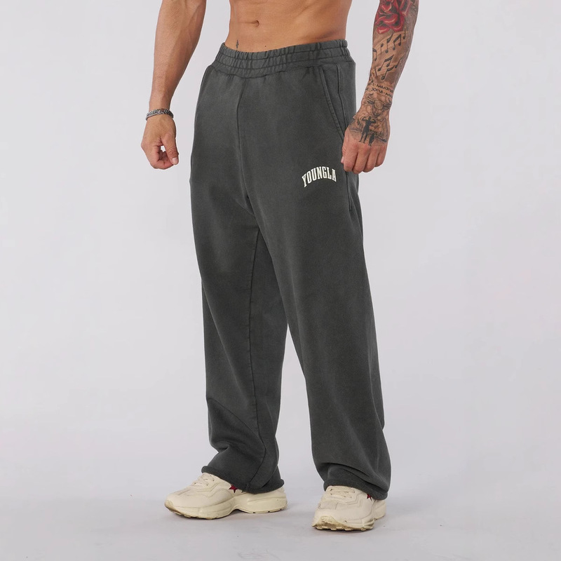 YOUNGLA New Men's Sports Pants Loose Straight Pants Jogger Gym Sports Fitness Casual Pants