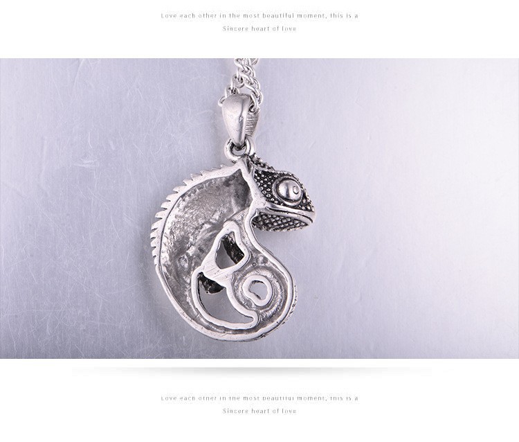 Stainless Steel Lizard Pendant Necklace For Men Exquisite Jewelry_voghion.com