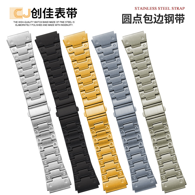 Suitable for Apple Watch S11, Huawei Gt6 Stainless Steel Strap with Dot Edge, Iwatchs10 Strap