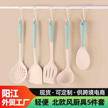 双色硅胶锅铲不粘锅专用食品级耐高温硅炒菜铲子汤勺漏勺套装批发