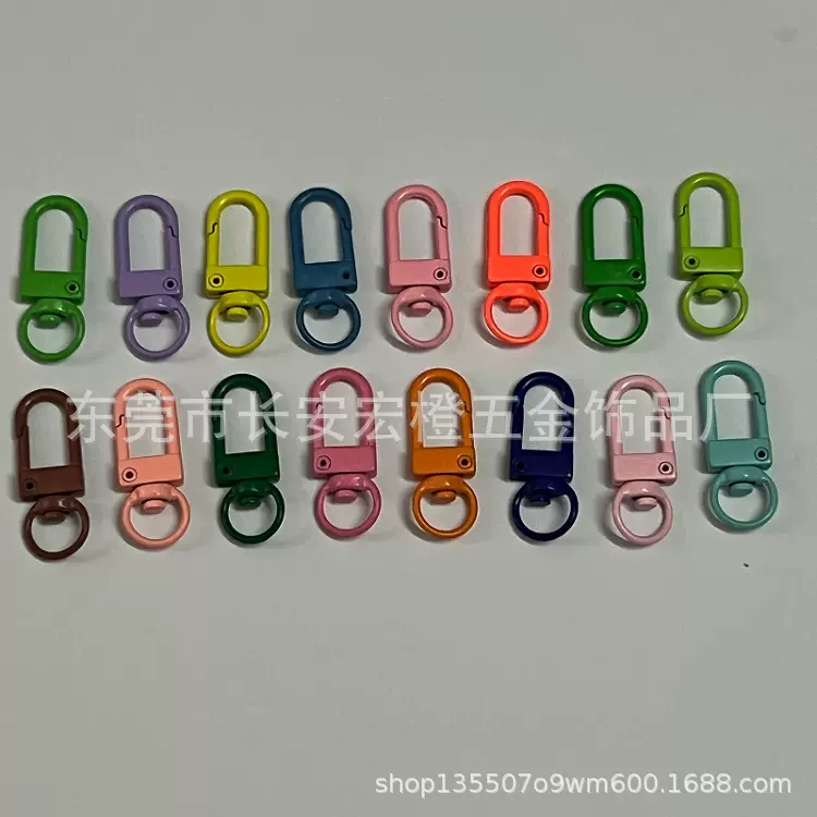 新款日韩合金门扣彩色烤漆虾米扣可爱手工DIY挂件钥匙扣INS吊饰扣