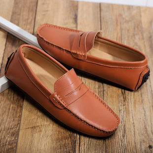 Summer new men's shoes genuine leather peas shoes cross-border foreign trade Hot plus size Korean casual lazy all-match slip-on