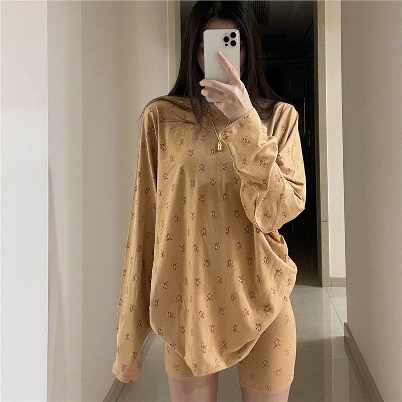Skims Boyfriend Replacement·Gingerbread Man Modal Cotton Short-Sleeved Shorts Loose Long-Sleeved T-Shirt Suit