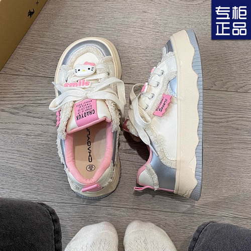 Hello Kitty White Sneakers for Girls, Spring Season, Instagram Fashion, Versatile Student Style, High-Artistic Campus Trend