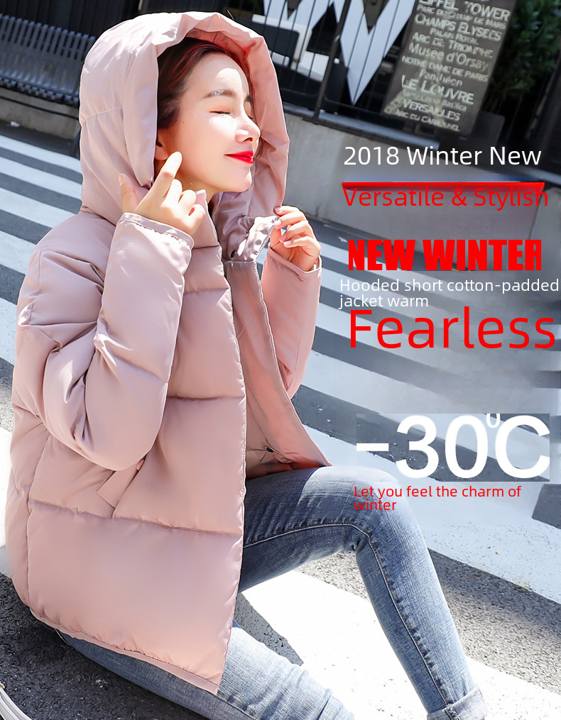 Neue baumwollgefütterte Jacke 2021 im koreanischen Stil, warmer Mantel für Studenten im Herbst und Winter, lockerer, dicker Hutkragen, kurzer baumwollgefütterter Damenmantel_voghion.com