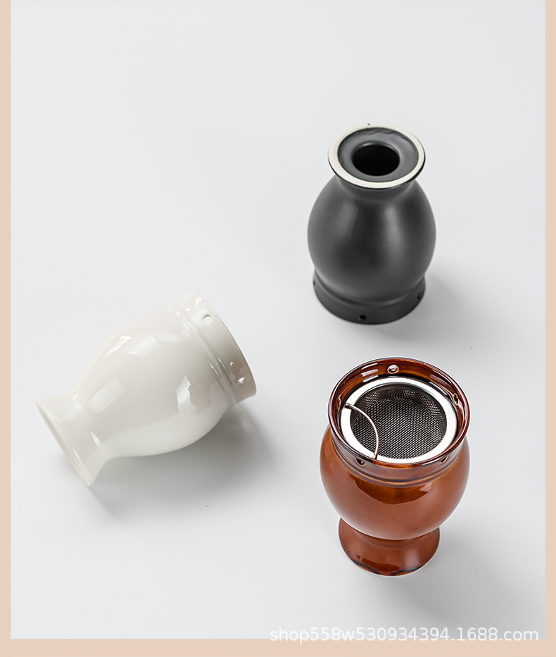 Ceramic Moxa Cup with Double Layer Heat Insulation 7x10cm Moxibustion Massage Tool for Home Body Therapy in use