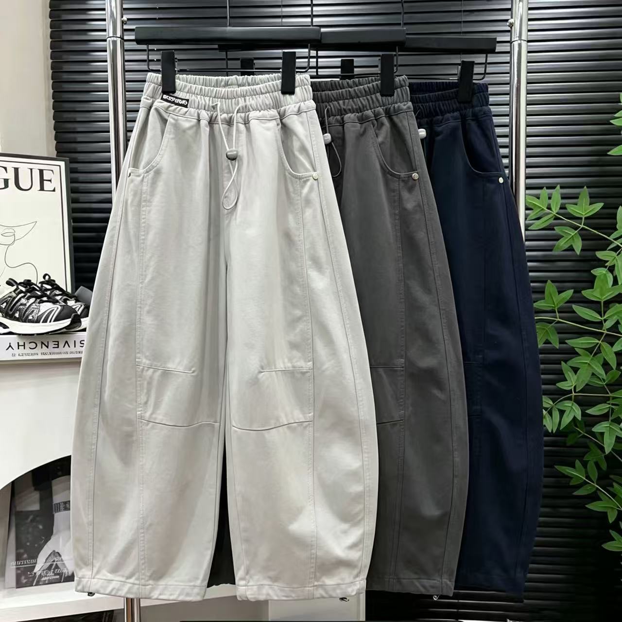 Spring and Autumn New Fashionable Casual Pants for Children, Stylish Loose Versatile Korean Style Curved Pants for Older Kids