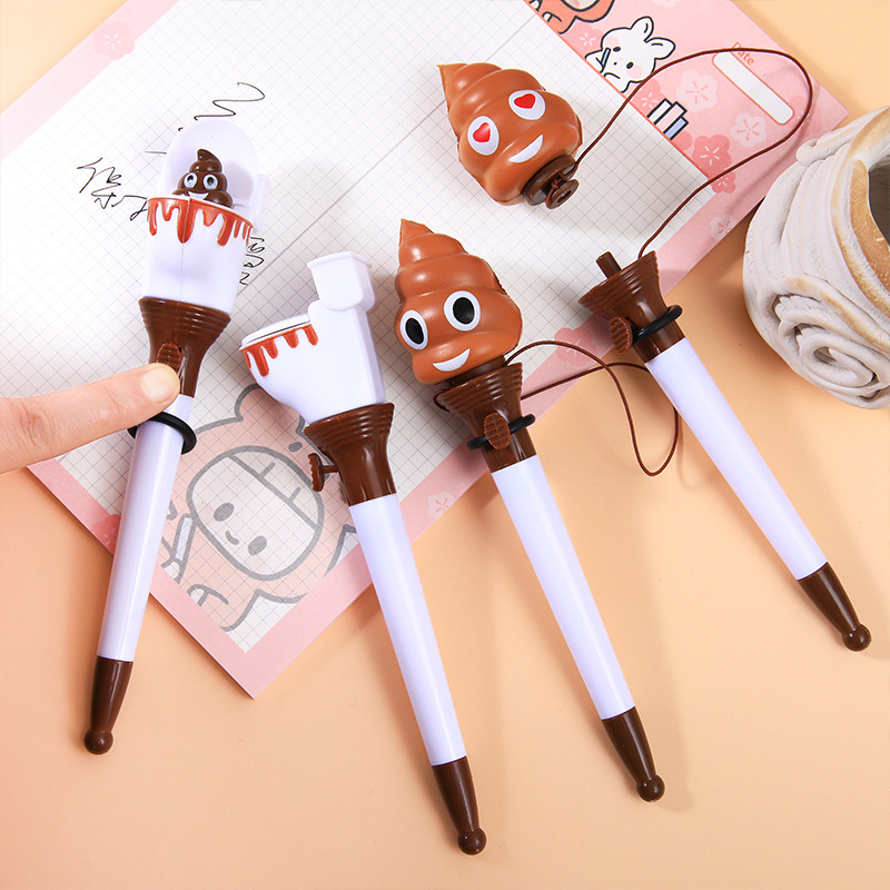 cartoon toilet poop bounce pen fun decompression bounce ballpoint pen student studying stationery supplies writing pen
