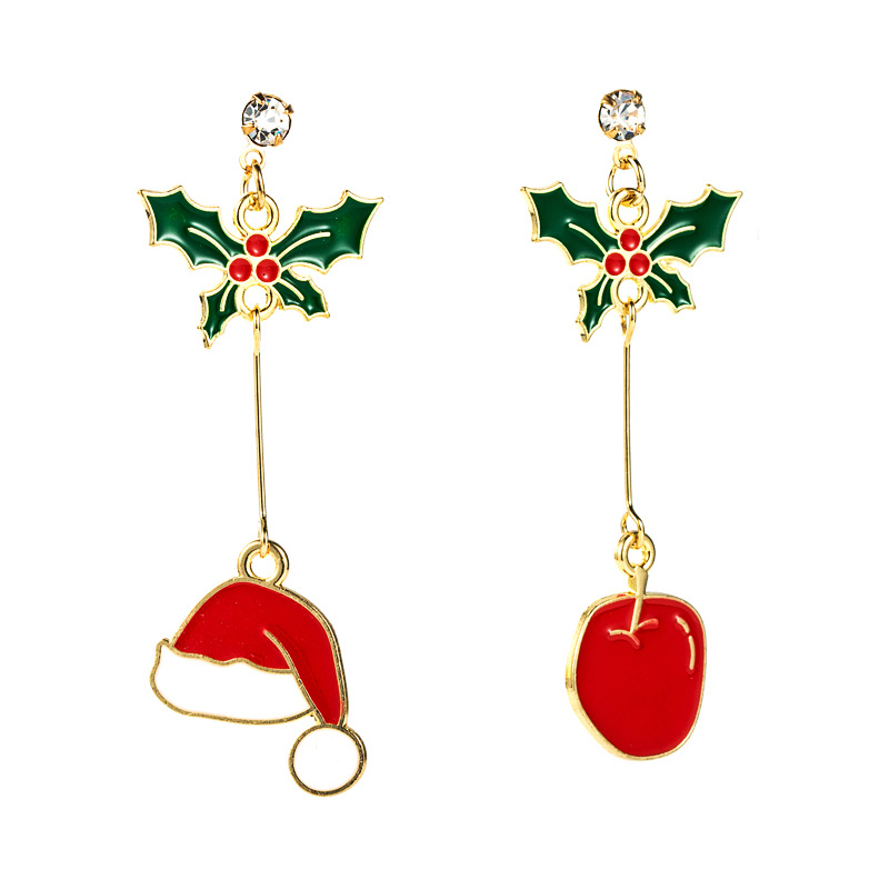 2021 New Christmas Series Holiday Gift Christmas Hat Christmas Boots Glass Ball Alloy Enamel Earrings Women display picture 8