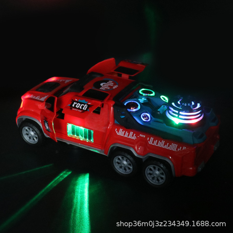 Nuevo coche eléctrico universal cool acrobacias eléctricas de sonido automático puerta giratoria de música luces juguetes para niños al por mayor