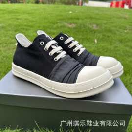 ro帆布低帮板鞋绉布透气系带百搭情侣帆布鞋男潮牌欧美潮流设计
