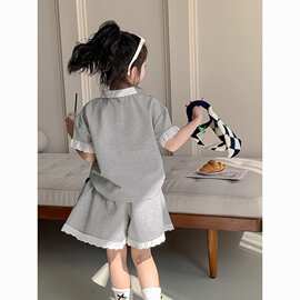 女童夏套装新款夏季学院风衫小女孩童装女装儿童运动套装
