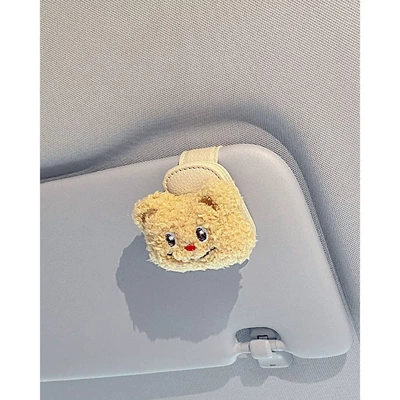 Storage, Magnetic Car Interior – Car Glasses Clip/Bill Clip - beige-glasses-clip-butter-bear-head