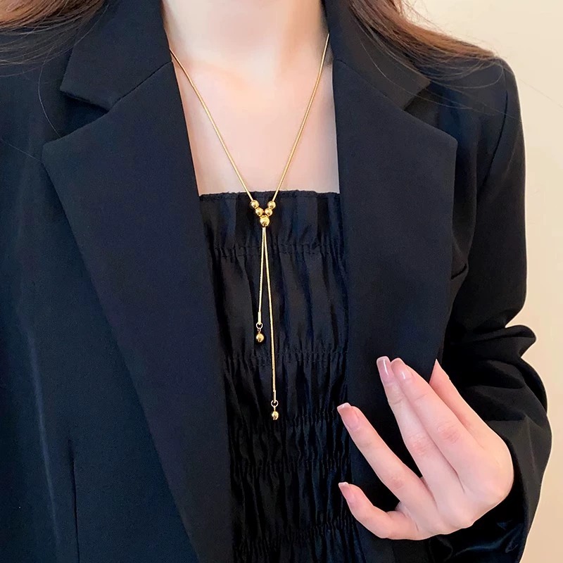Elegante Metallperlen Langarm Pulloverkette Für Damen Schmuck_voghion.com
