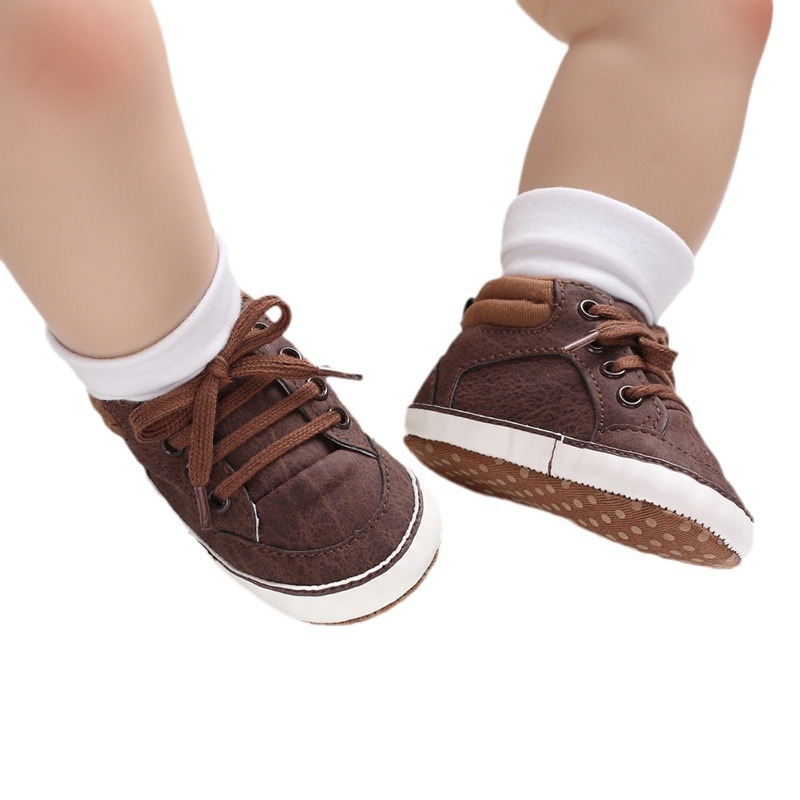 Zapatos de bebé primavera y otoño 0-1 años zapatos de Bebé Zapatos casuales de fondo suave zapatos de niño con cordones de superficie de PU