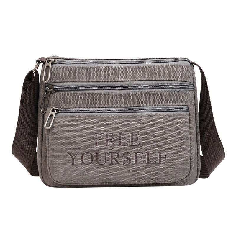 Cross-Border Single-Shoulder Bag with Compartments, Multi-Functional Wallet, Large Capacity, Suitable for Work, Commuting, Outings, Casual Canvas Bag Wholesale