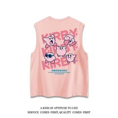 夏のファッションは日本のアニメの袖なしtシャツのカップルがゆったりしています。