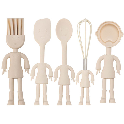 Kitchen Mini Silicone Kitchenware 5-Piece Set Whisk Scraper Eggbeater Measuring Spoon Baby Food Baking Tools