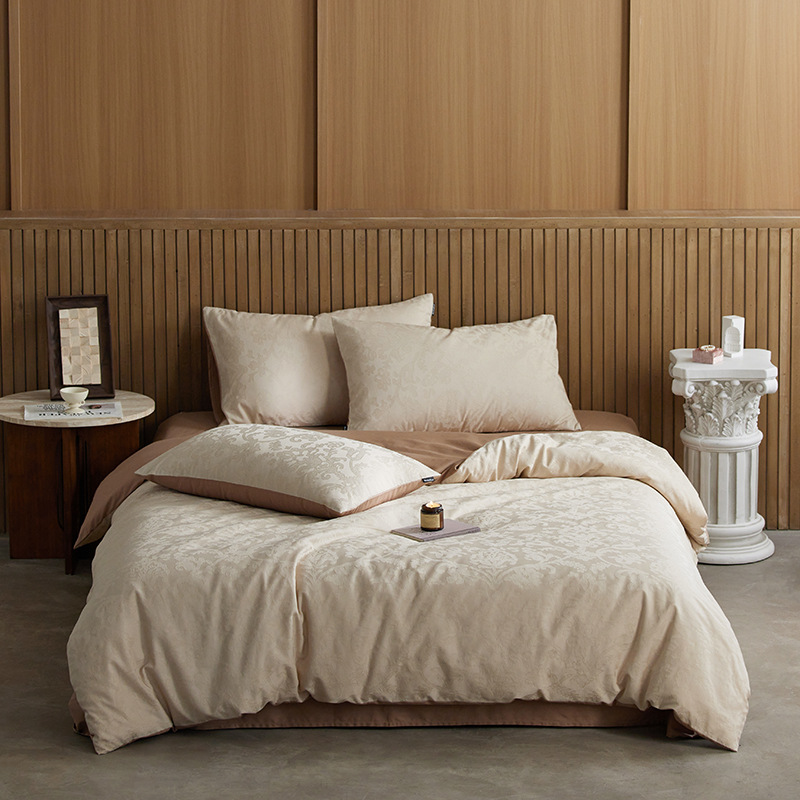 100% de algodón en relieve Jacquard cuatro piezas de cama cuatro piezas de cama de clase A sábanas de algodón de grado madre y bebé sábanas de cama
