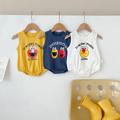 夏季新款男女寶寶夏裝連體衣ins風寶寶竹節棉卡通包屁衣