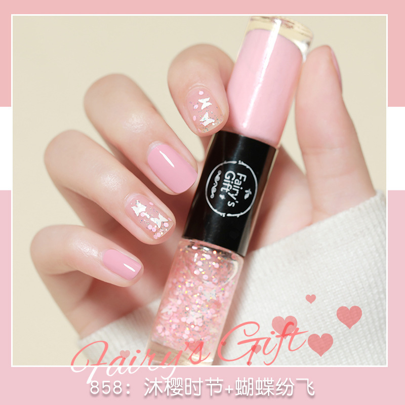 Esmalte de uñas para hornear-traje aceitoso libre Esmalte de uñas no-peeling de secado rápido de larga duración no-desvanecimiento de doble cabeza aceitoso transfronterizo