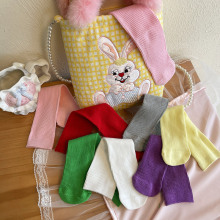 hotmoon日系多巴胺小细条儿童直板中筒袜宝宝糖果色小腿堆堆袜女