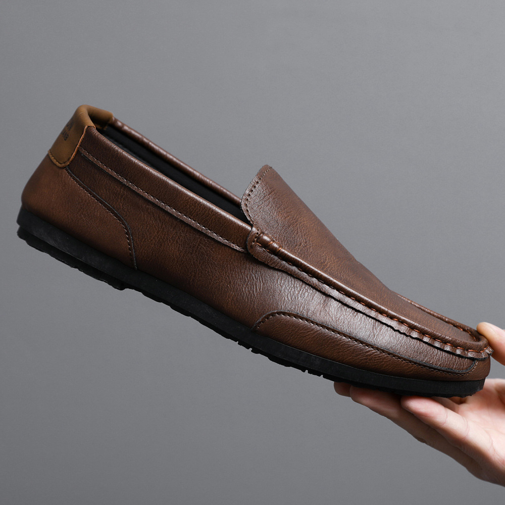 Doudou shoes 2023 new men's trendy Korean style versatile spring slip-on lazy men's British casual leather shoes