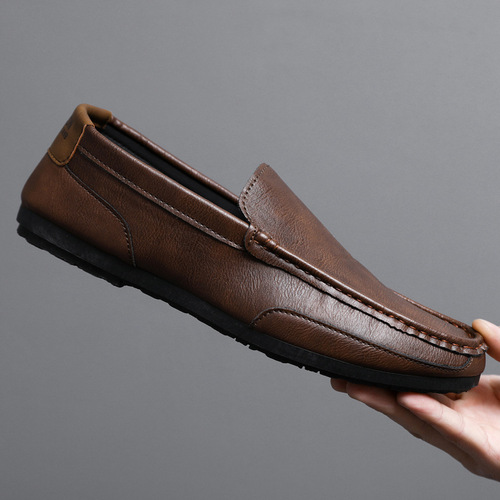 Doudou shoes  new men's trendy Korean style versatile spring slip-on lazy men's British casual leather shoes