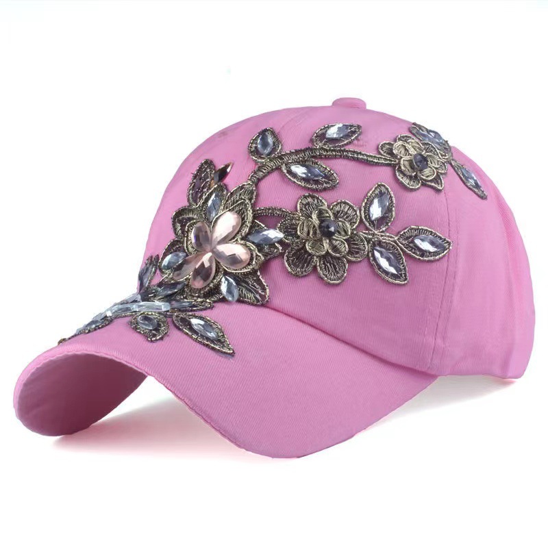 Comercio exterior sombrero de vaquero diamante hecho a mano gorra de béisbol industria pesada oro seda flor sombrero moda rhinestone sombrero fábrica al por mayor