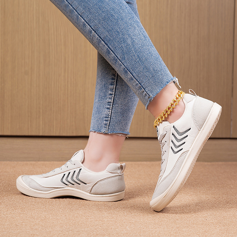 Women's Casual Shoes White Canvas Trainers Thick Sole All Match_voghion.com